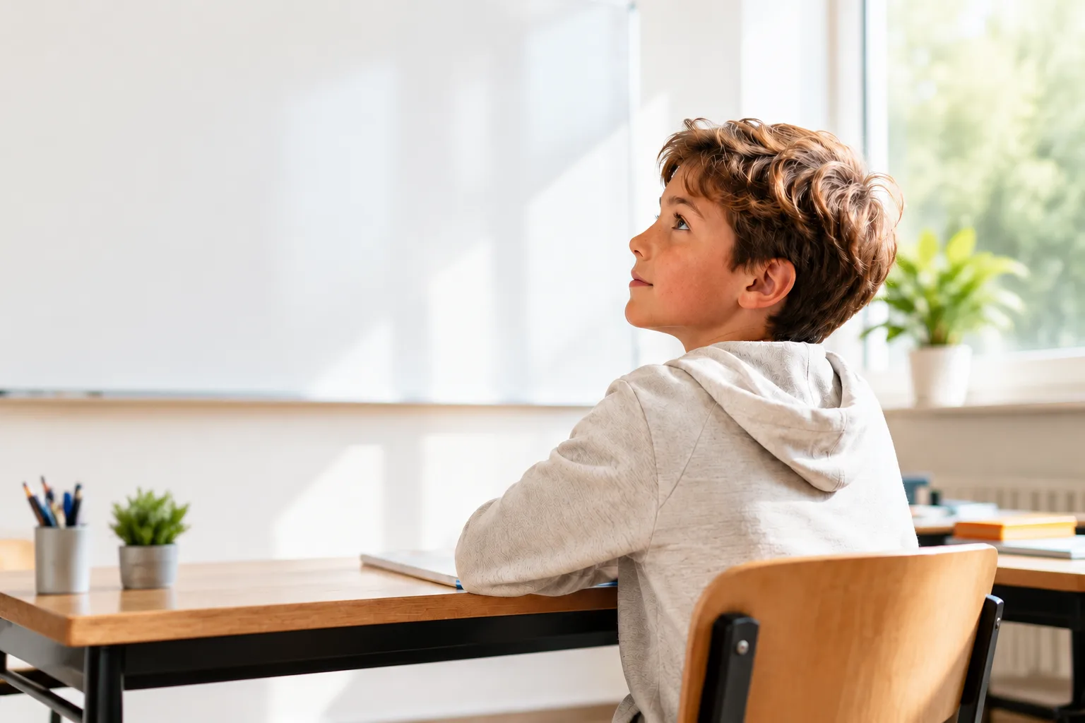 dominantes auge sitzplatz klassenzimmer junge