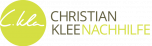 Logo von Nachhilfe Christian Klee mit handschriftlicher Signatur auf gelbem Kreis.